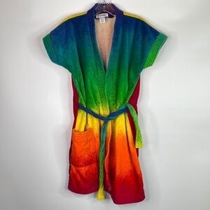 Vintage Genis Rainbow Sleeveless Cotton Robe Size S/M